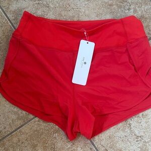 CRZ YOGA Women's Bright Red Athletic Shorts nwt